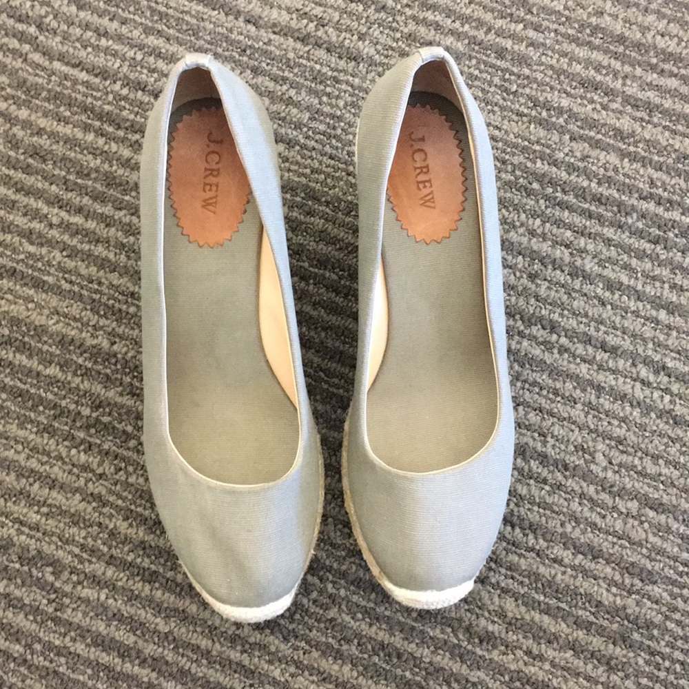 J. Crew Canvas Espadrilles Wedges Olive Green